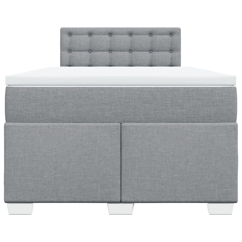 Κρεβάτι Boxspring με Στρώμα Ανοιχτό Γκρι 120x200 εκ. Υφασμάτινο - Pakobazaar