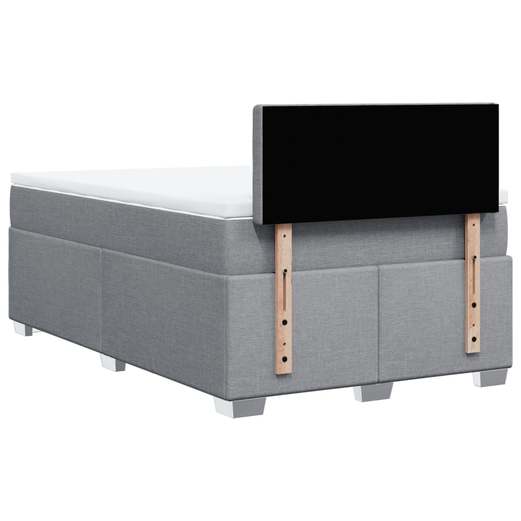 Κρεβάτι Boxspring με Στρώμα Ανοιχτό Γκρι 120x200 εκ. Υφασμάτινο - Pakobazaar