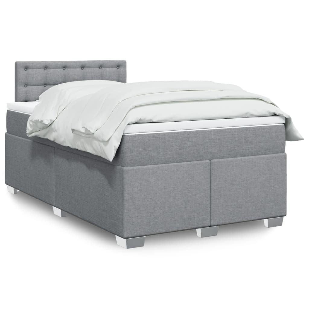 Κρεβάτι Boxspring με Στρώμα Ανοιχτό Γκρι 120x200 εκ. Υφασμάτινο - Pakobazaar