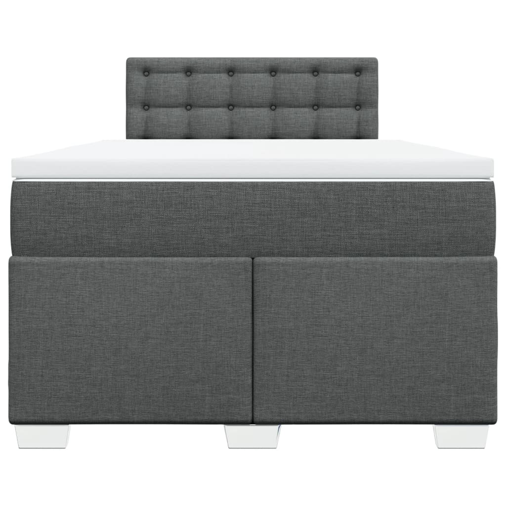 Κρεβάτι Boxspring με Στρώμα Σκούρο Γκρι 120x200 εκ. Υφασμάτινο - Pakobazaar