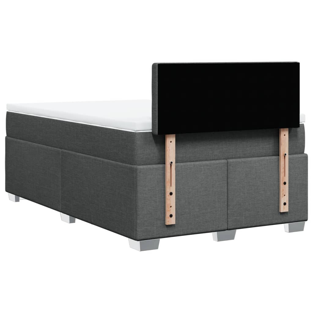 Κρεβάτι Boxspring με Στρώμα Σκούρο Γκρι 120x200 εκ. Υφασμάτινο - Pakobazaar
