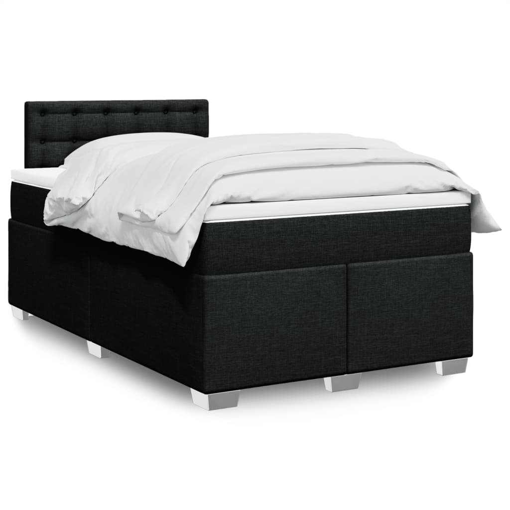 Κρεβάτι Boxspring με Στρώμα Μαύρο 120x200 εκ. Υφασμάτινο - Pakobazaar