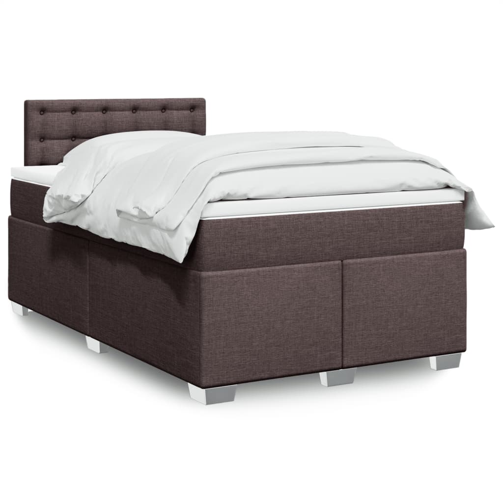 Κρεβάτι Boxspring με Στρώμα Σκούρο Καφέ 120x200 εκ. Υφασμάτινο