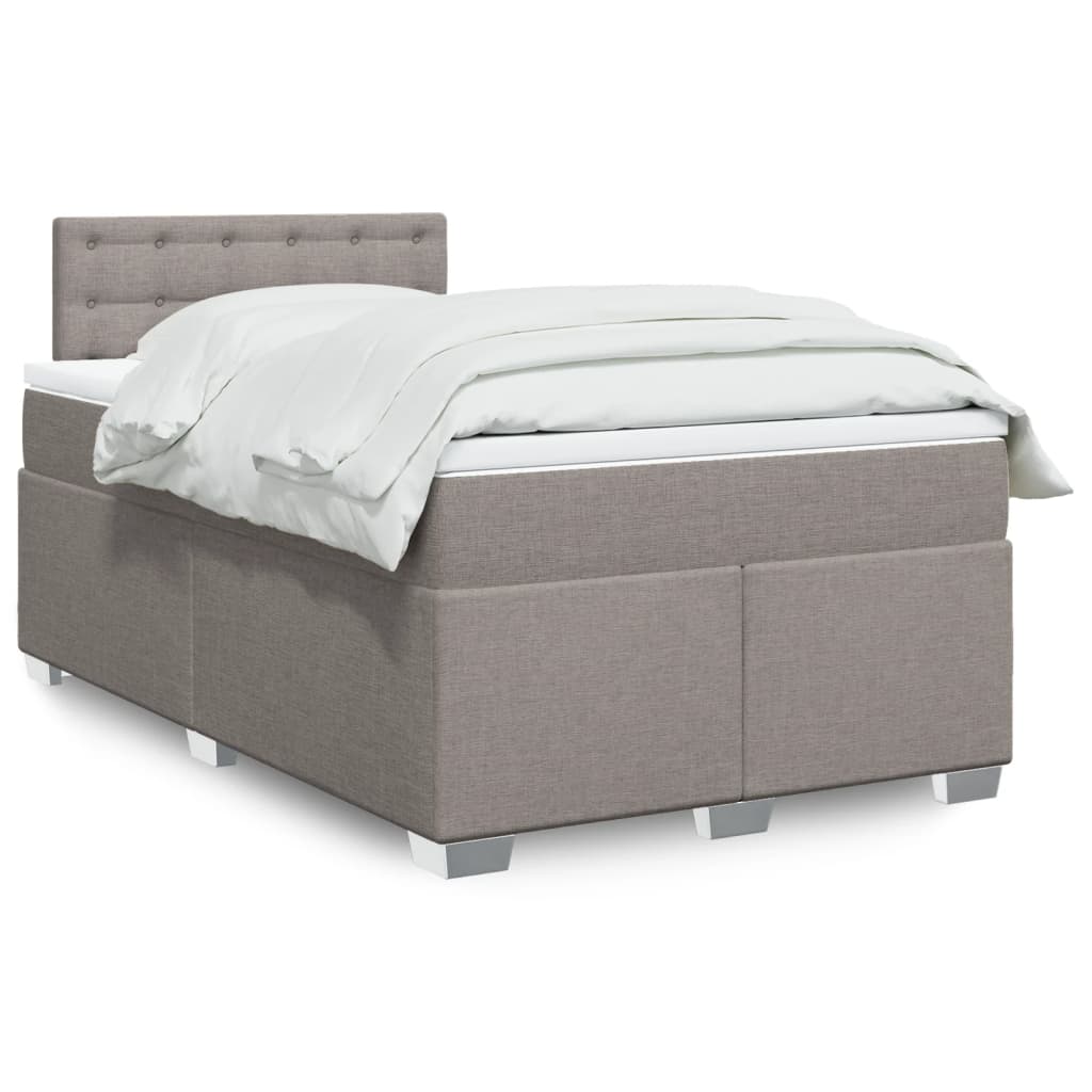Κρεβάτι Boxspring με Στρώμα Taupe 120x200 εκ. Υφασμάτινο