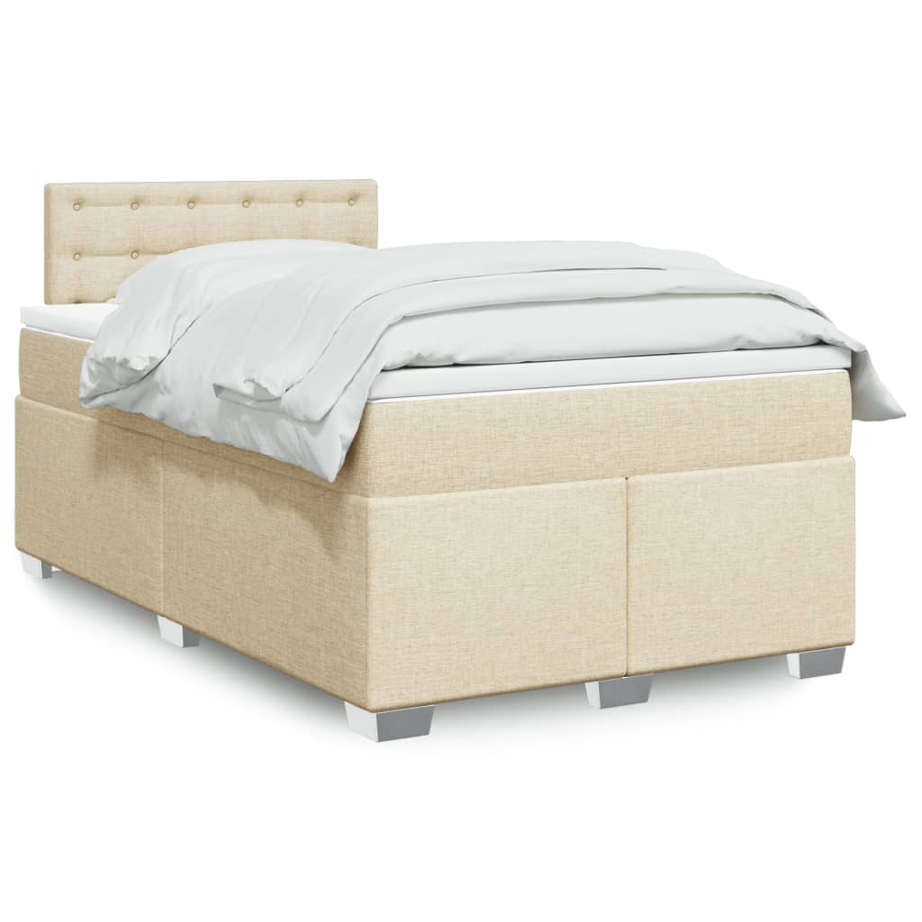 Κρεβάτι Boxspring με Στρώμα Κρεμ 120x200 εκ. Υφασμάτινο