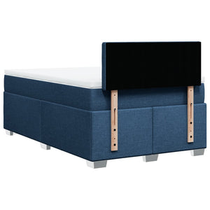 Κρεβάτι Boxspring με Στρώμα Μπλε 120x200 εκ. Υφασμάτινο