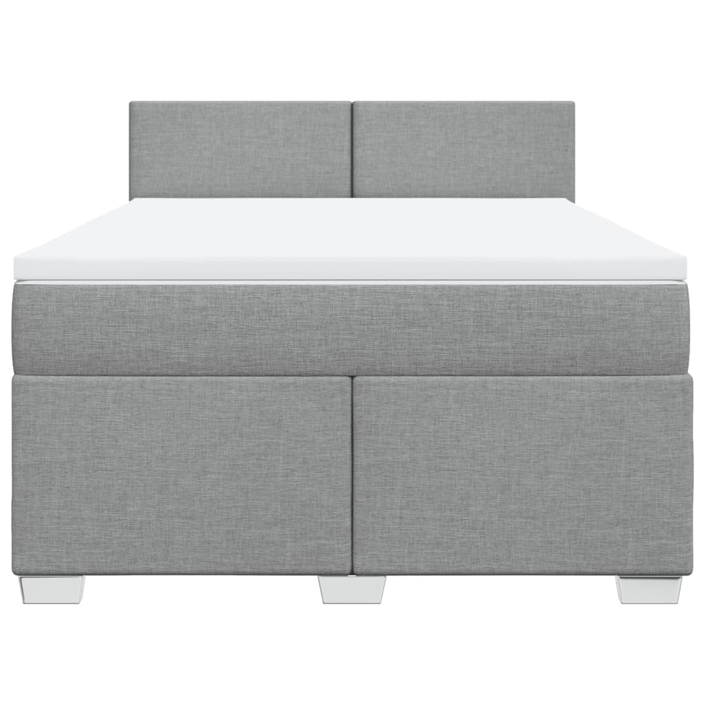 Κρεβάτι Boxspring με Στρώμα Ανοιχτό Γκρι 140x190 εκ. Υφασμάτινο