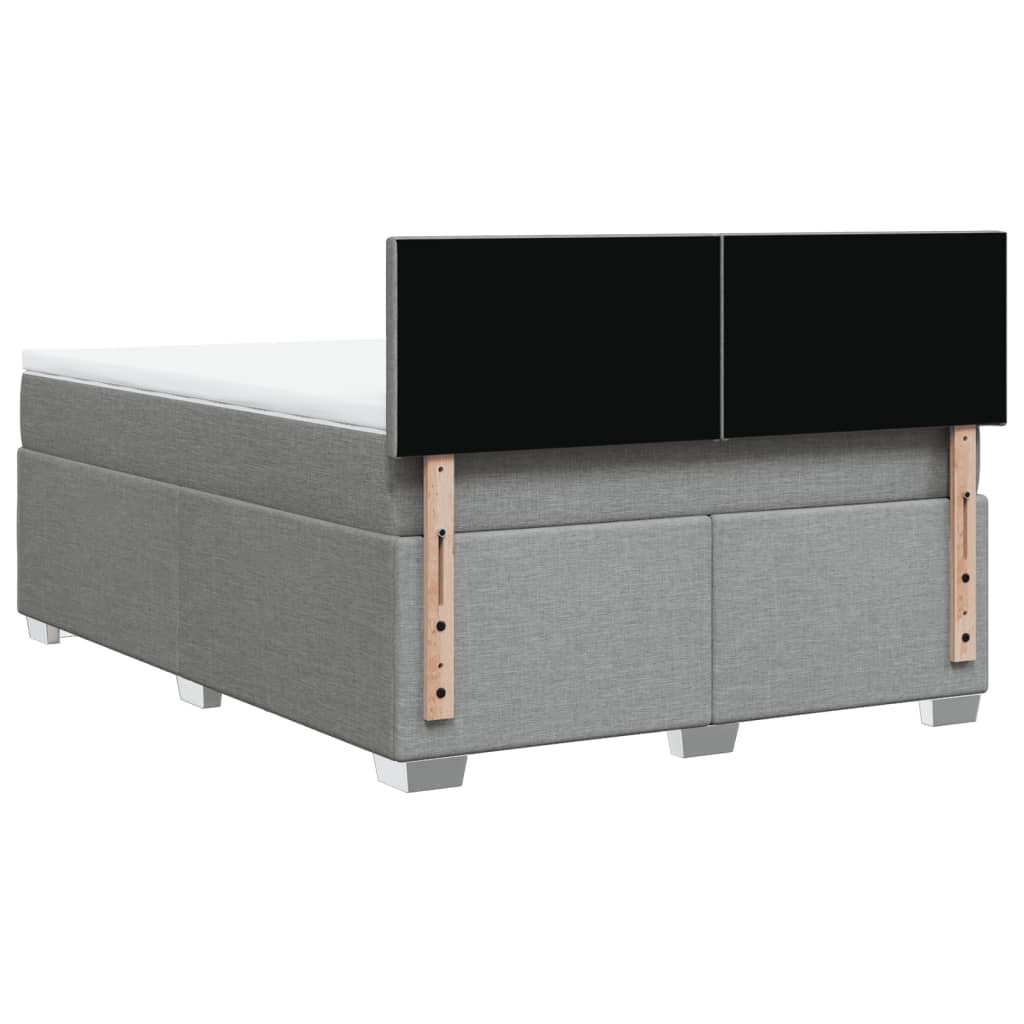 Κρεβάτι Boxspring με Στρώμα Ανοιχτό Γκρι 140x190 εκ. Υφασμάτινο