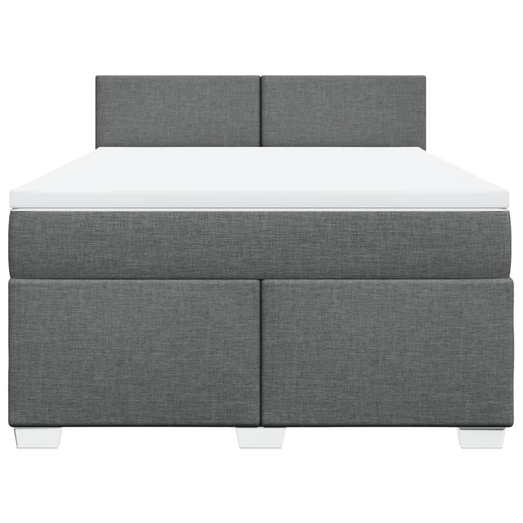 Κρεβάτι Boxspring με Στρώμα Σκούρο Γκρι 140x190 εκ. Υφασμάτινο - Pakobazaar
