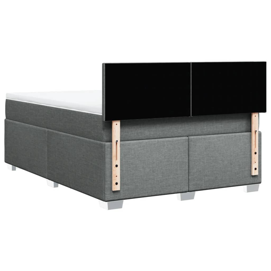 Κρεβάτι Boxspring με Στρώμα Σκούρο Γκρι 140x190 εκ. Υφασμάτινο - Pakobazaar