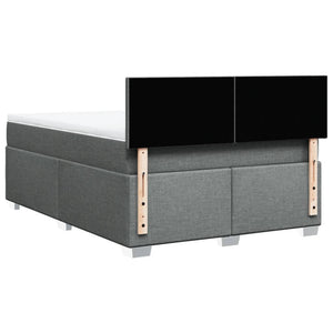 Κρεβάτι Boxspring με Στρώμα Σκούρο Γκρι 140x190 εκ. Υφασμάτινο - Pakobazaar