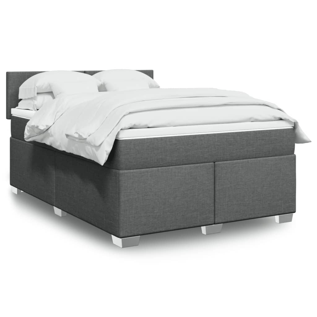 Κρεβάτι Boxspring με Στρώμα Σκούρο Γκρι 140x190 εκ. Υφασμάτινο - Pakobazaar