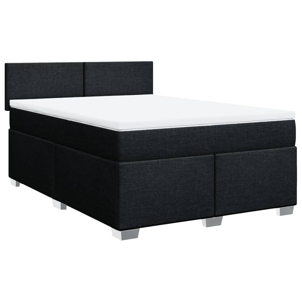 Κρεβάτι Boxspring με Στρώμα Μαύρο 140x190 εκ. Υφασμάτινο - Pakobazaar