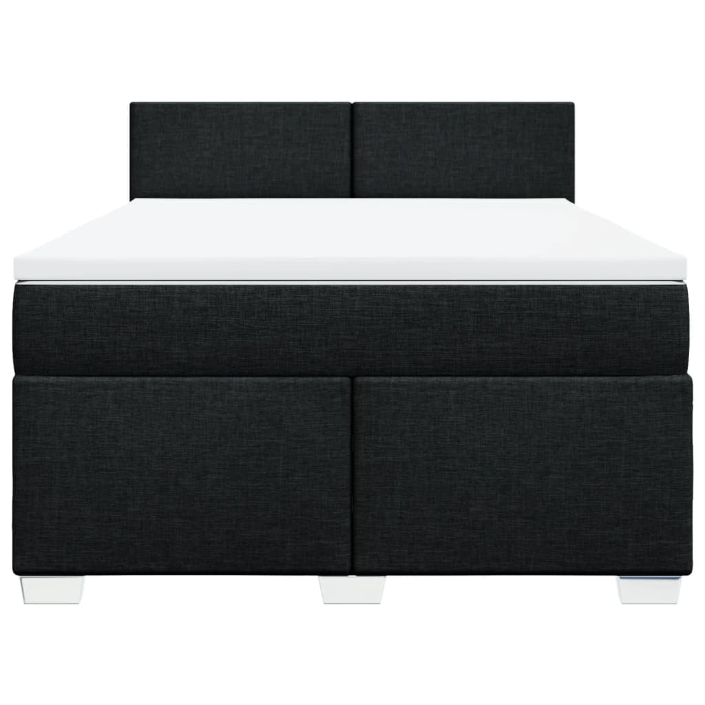 Κρεβάτι Boxspring με Στρώμα Μαύρο 140x190 εκ. Υφασμάτινο - Pakobazaar