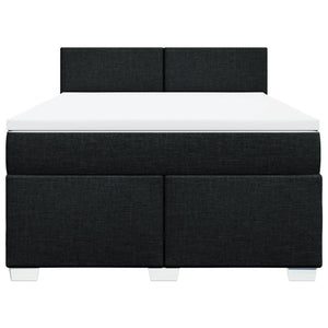 Κρεβάτι Boxspring με Στρώμα Μαύρο 140x190 εκ. Υφασμάτινο - Pakobazaar