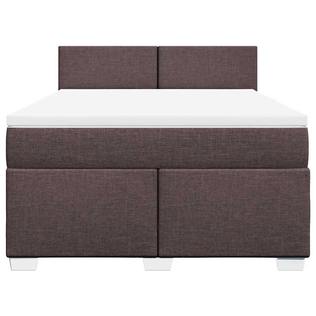 Κρεβάτι Boxspring με Στρώμα Σκούρο Καφέ 140x190 εκ. Υφασμάτινο