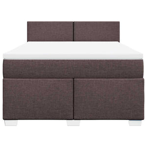 Κρεβάτι Boxspring με Στρώμα Σκούρο Καφέ 140x190 εκ. Υφασμάτινο