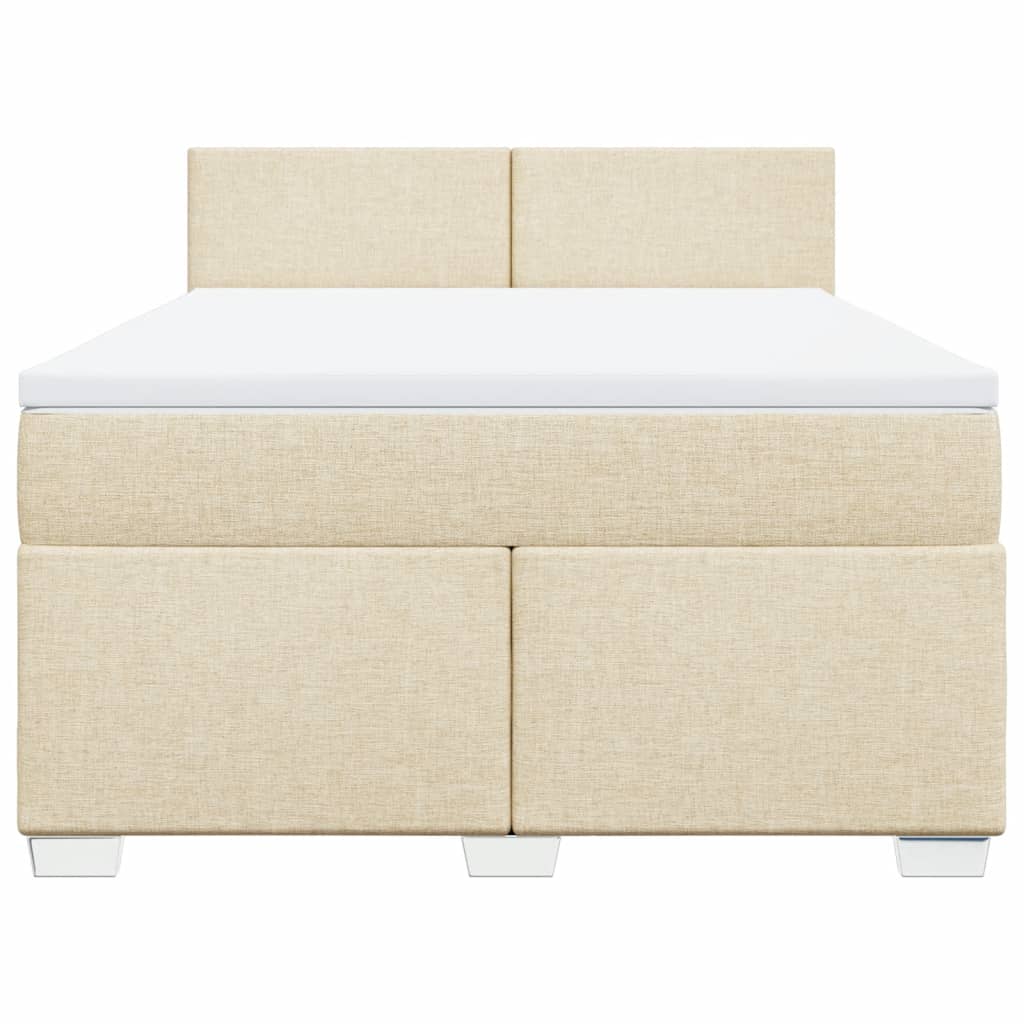 Κρεβάτι Boxspring με Στρώμα Κρεμ 140x190 εκ. Υφασμάτινο - Pakobazaar