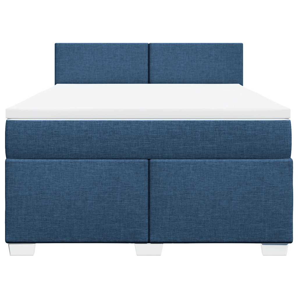 Κρεβάτι Boxspring με Στρώμα Μπλε 140x190 εκ. Υφασμάτινο