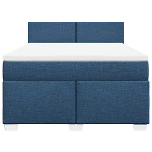 Κρεβάτι Boxspring με Στρώμα Μπλε 140x190 εκ. Υφασμάτινο