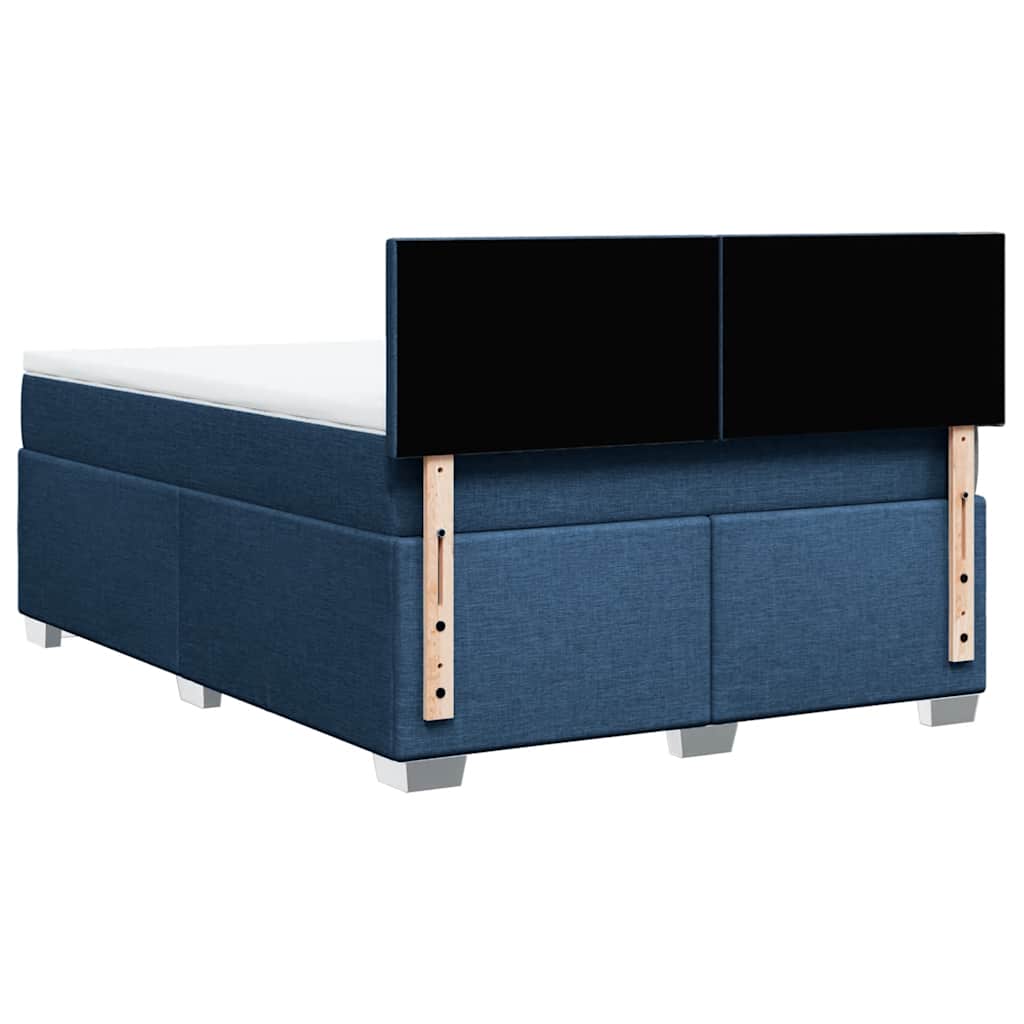 Κρεβάτι Boxspring με Στρώμα Μπλε 140x190 εκ. Υφασμάτινο