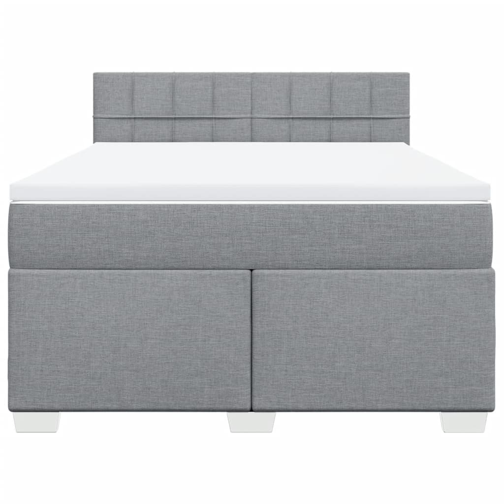 Κρεβάτι Boxspring με Στρώμα Ανοιχτό Γκρι 140x190 εκ. Υφασμάτινο - Pakobazaar