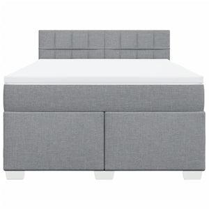 Κρεβάτι Boxspring με Στρώμα Ανοιχτό Γκρι 140x190 εκ. Υφασμάτινο - Pakobazaar