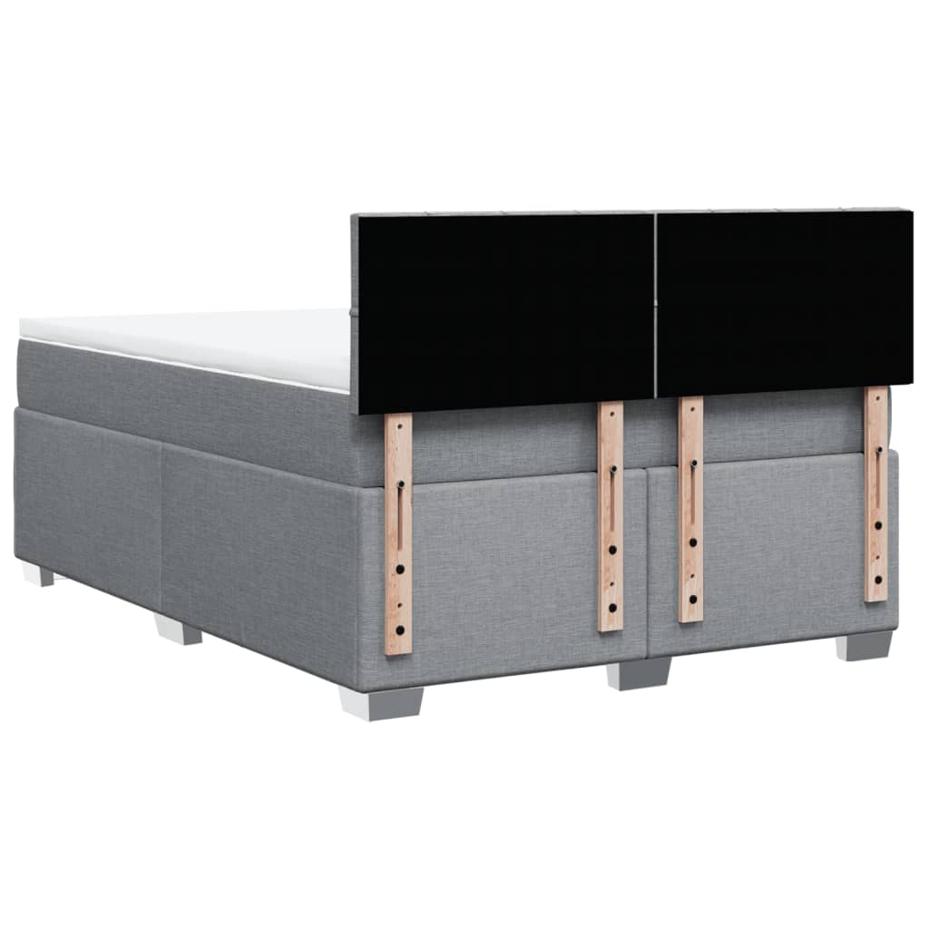 Κρεβάτι Boxspring με Στρώμα Ανοιχτό Γκρι 140x190 εκ. Υφασμάτινο - Pakobazaar