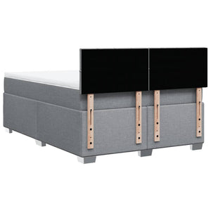 Κρεβάτι Boxspring με Στρώμα Ανοιχτό Γκρι 140x190 εκ. Υφασμάτινο - Pakobazaar