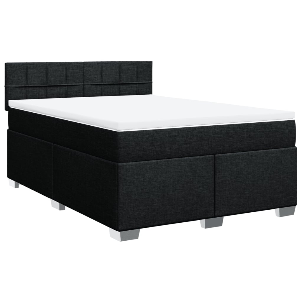 Κρεβάτι Boxspring με Στρώμα Μαύρο 140x190 εκ. Υφασμάτινο