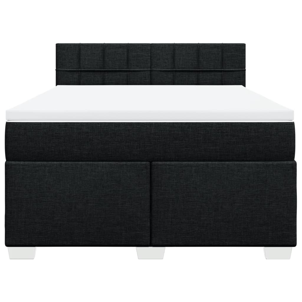 Κρεβάτι Boxspring με Στρώμα Μαύρο 140x190 εκ. Υφασμάτινο
