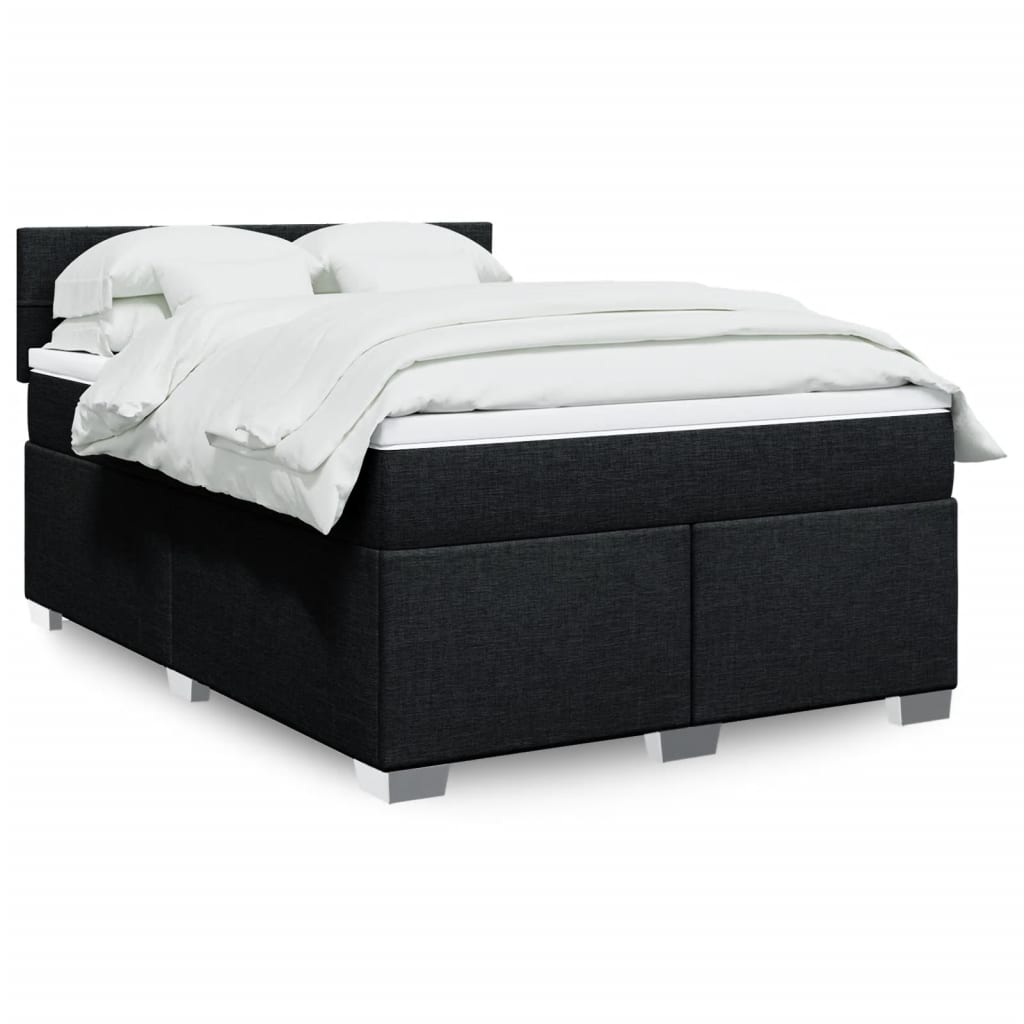 Κρεβάτι Boxspring με Στρώμα Μαύρο 140x190 εκ. Υφασμάτινο