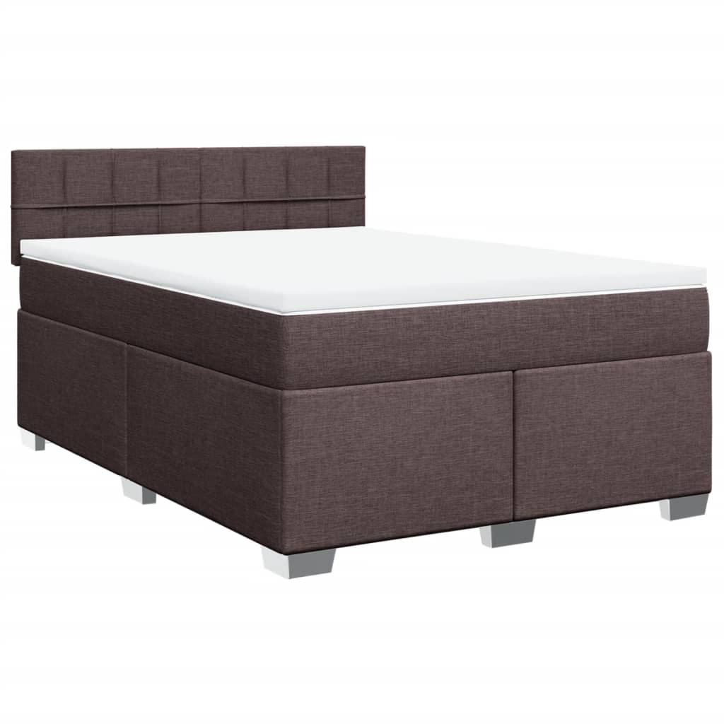 Κρεβάτι Boxspring με Στρώμα Σκούρο Καφέ 140x190 εκ. Υφασμάτινο
