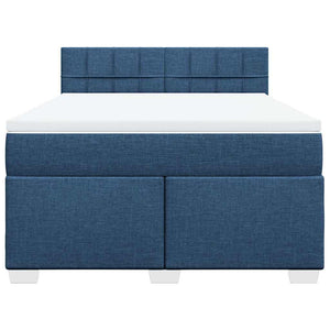 Κρεβάτι Boxspring με Στρώμα Μπλε 140x190 εκ. Υφασμάτινο