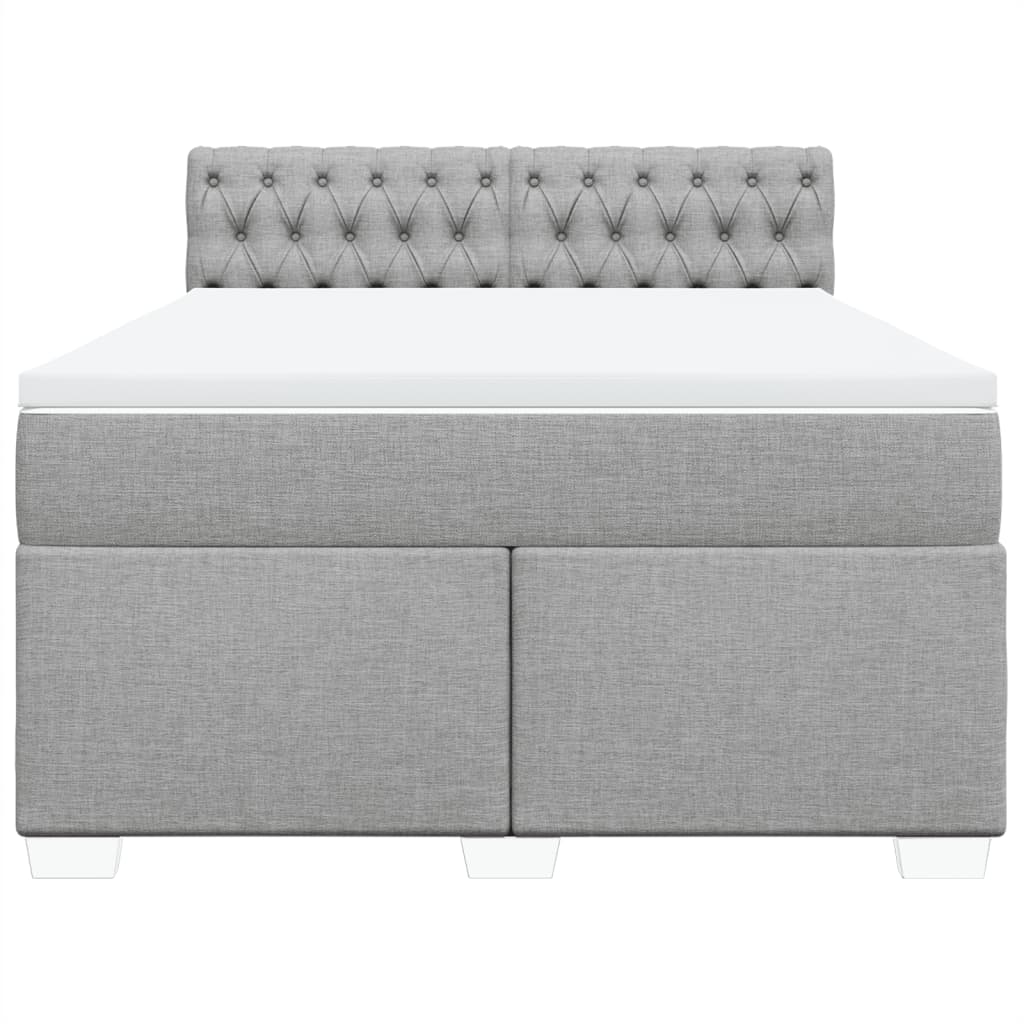 Κρεβάτι Boxspring με Στρώμα Ανοιχτό Γκρι 140x190 εκ. Υφασμάτινο