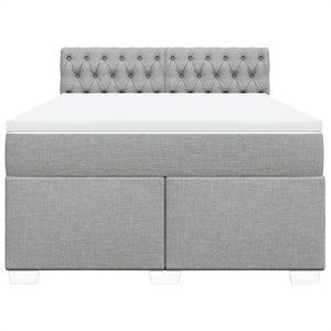 Κρεβάτι Boxspring με Στρώμα Ανοιχτό Γκρι 140x190 εκ. Υφασμάτινο