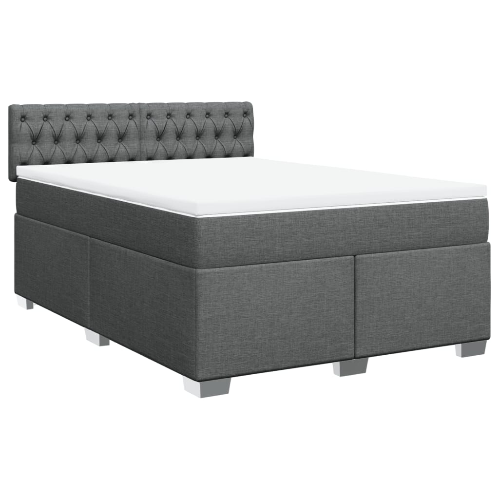 Κρεβάτι Boxspring με Στρώμα Σκούρο Γκρι 140x190 εκ. Υφασμάτινο