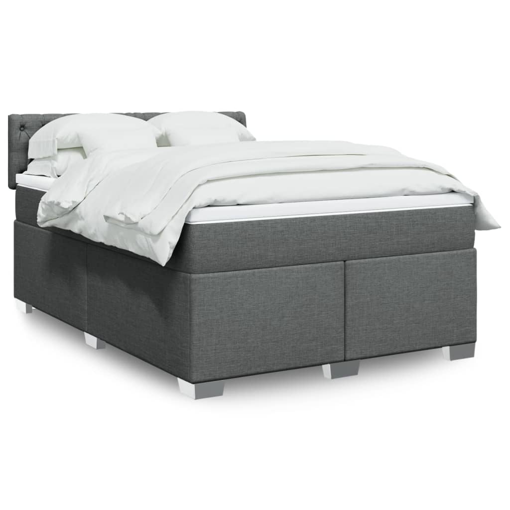 Κρεβάτι Boxspring με Στρώμα Σκούρο Γκρι 140x190 εκ. Υφασμάτινο