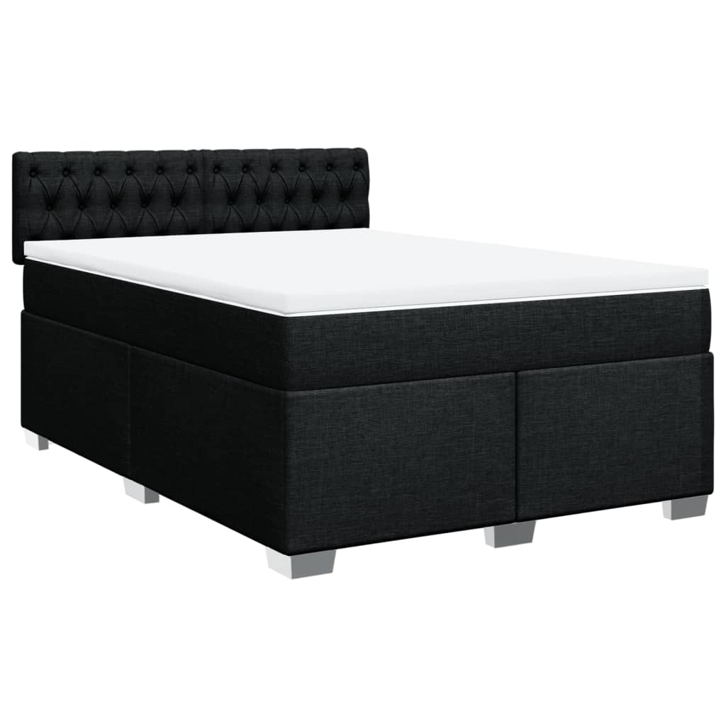 Κρεβάτι Boxspring με Στρώμα Μαύρο 140x190 εκ. Υφασμάτινο - Pakobazaar