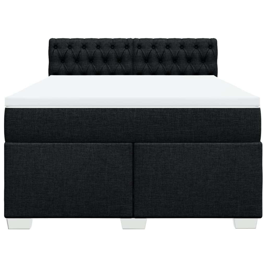 Κρεβάτι Boxspring με Στρώμα Μαύρο 140x190 εκ. Υφασμάτινο - Pakobazaar