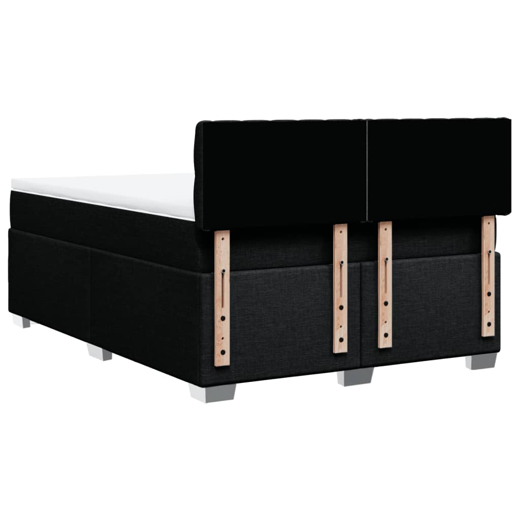 Κρεβάτι Boxspring με Στρώμα Μαύρο 140x190 εκ. Υφασμάτινο - Pakobazaar