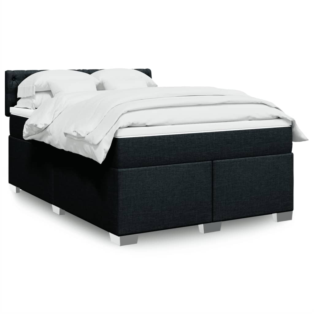 Κρεβάτι Boxspring με Στρώμα Μαύρο 140x190 εκ. Υφασμάτινο - Pakobazaar