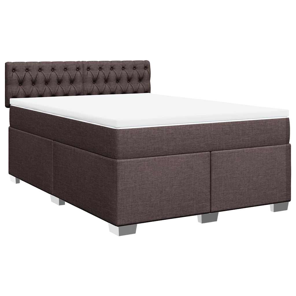 Κρεβάτι Boxspring με Στρώμα Σκούρο Καφέ 140x190 εκ. Υφασμάτινο