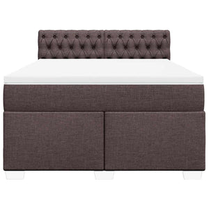 Κρεβάτι Boxspring με Στρώμα Σκούρο Καφέ 140x190 εκ. Υφασμάτινο