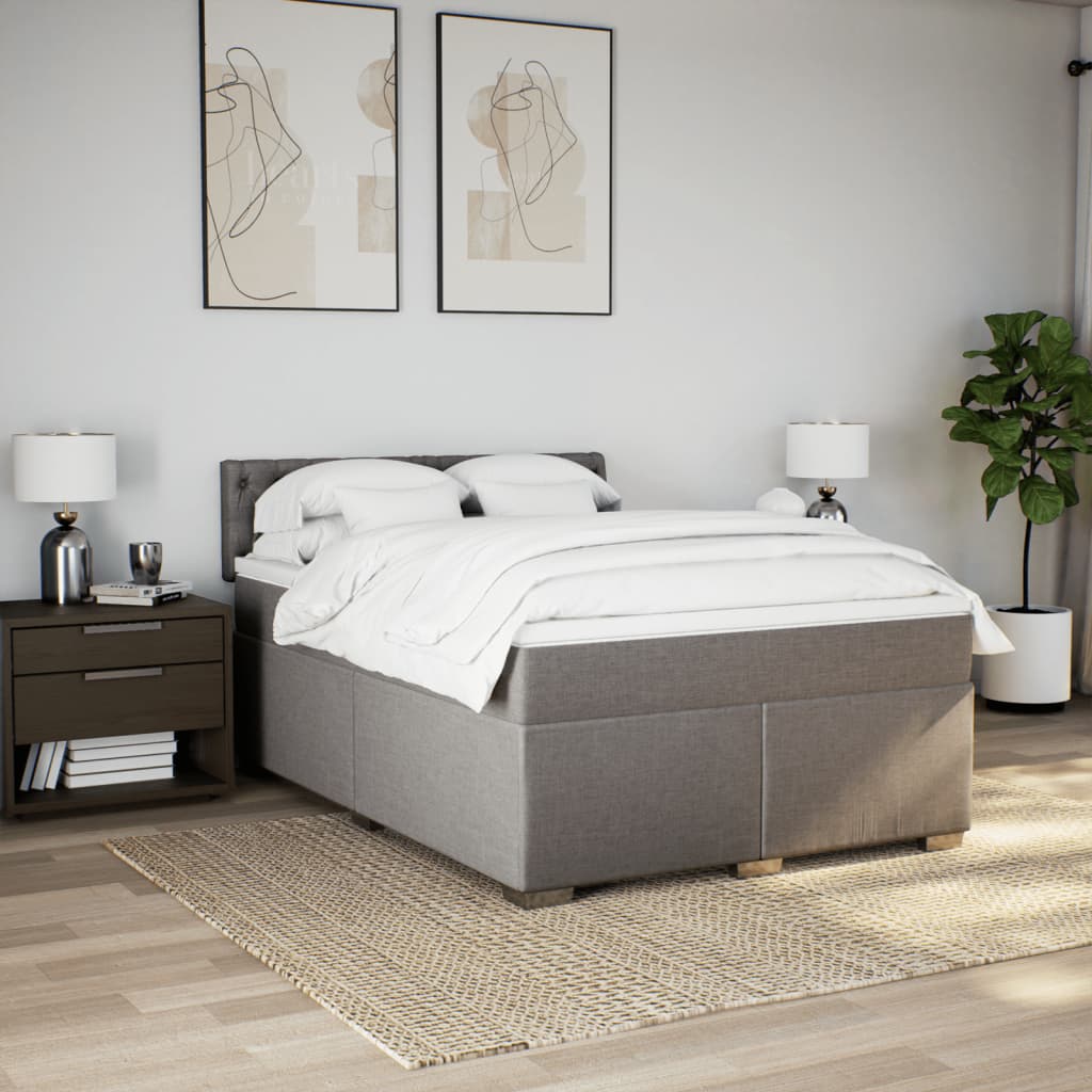 Κρεβάτι Boxspring με Στρώμα Taupe 140x190 εκ. Υφασμάτινο