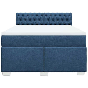 Κρεβάτι Boxspring με Στρώμα Μπλε 140x190 εκ. Υφασμάτινο