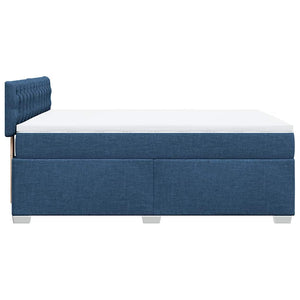 Κρεβάτι Boxspring με Στρώμα Μπλε 140x190 εκ. Υφασμάτινο