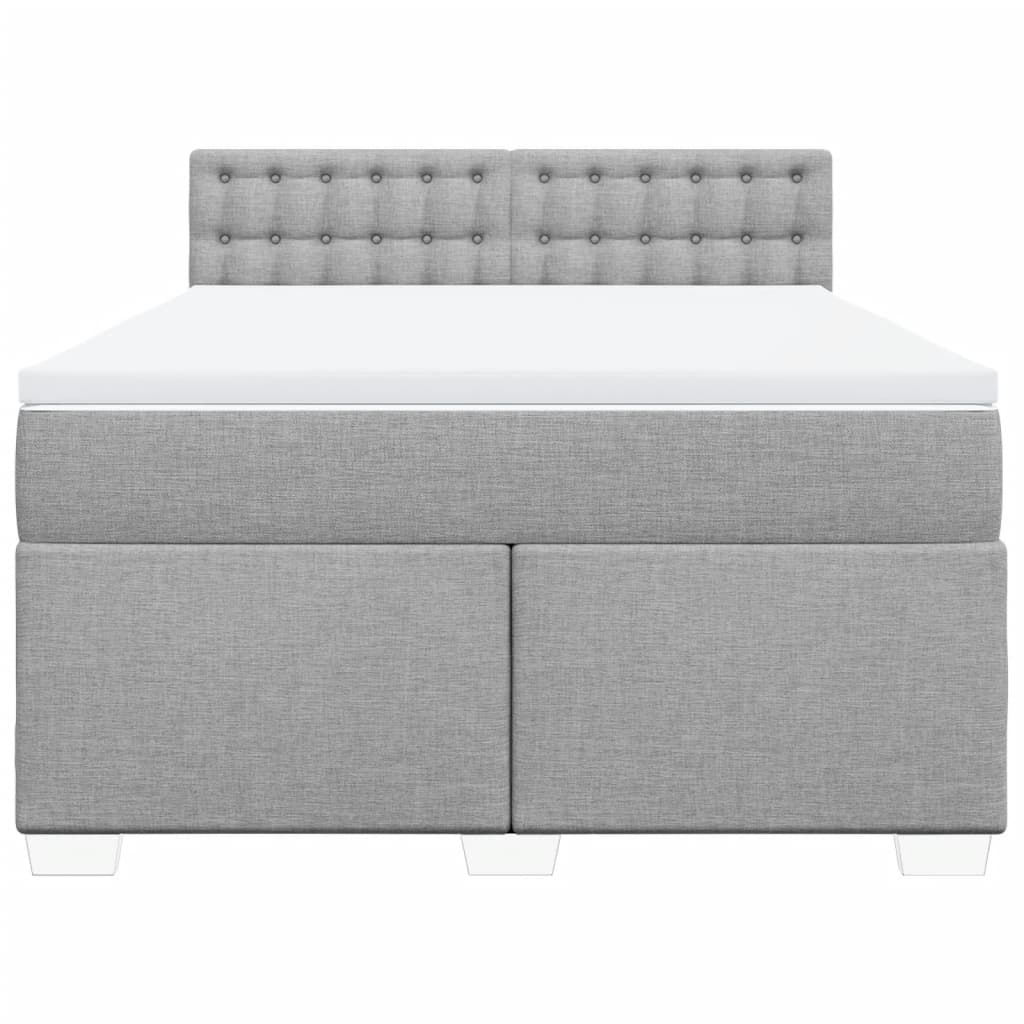 Κρεβάτι Boxspring με Στρώμα Ανοιχτό Γκρι 140x190 εκ. Υφασμάτινο