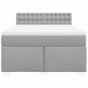Κρεβάτι Boxspring με Στρώμα Ανοιχτό Γκρι 140x190 εκ. Υφασμάτινο