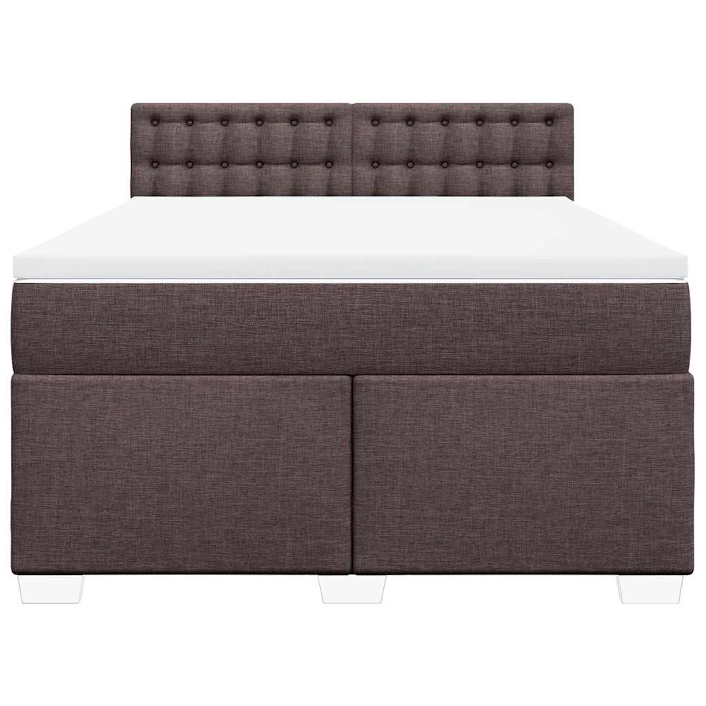 Κρεβάτι Boxspring με Στρώμα Σκούρο Καφέ 140x190 εκ. Υφασμάτινο - Pakobazaar